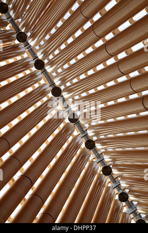 Chevrons en carton dans le carton la cathédrale (conçu par Shigeru Ban), Christchurch, Canterbury, île du Sud, Nouvelle-Zélande Banque D'Images