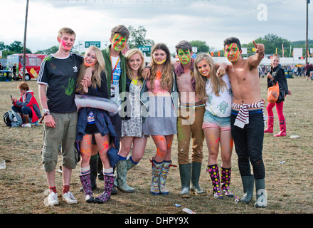 Le Reading Festival - Les jeunes festivaliers UK 2013 Banque D'Images