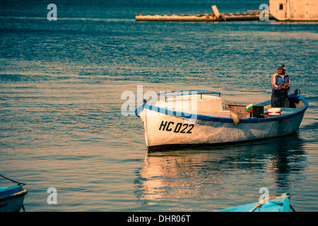 Pêcheur à Nessebar, Bulgarie,2013 Banque D'Images