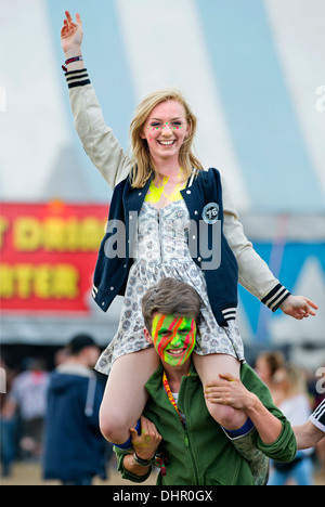 Le Reading Festival - Les jeunes festivaliers UK 2013 Banque D'Images