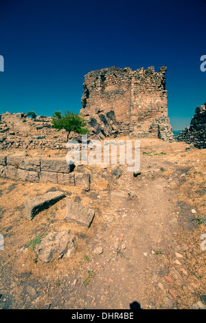 Des colonnes de marbre et de repose. Le sanctuaire de Trajan, Akropol, Bergama, Pergamo, Turquie Banque D'Images