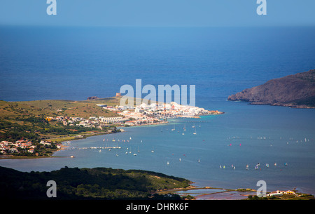 Minorque Fornells vue aérienne du Pico del Toro dans îles Baléares Banque D'Images