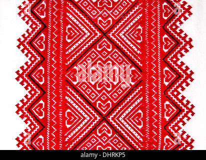 Ukrainian national traditionnel broderie ornement rouge et noir Banque D'Images