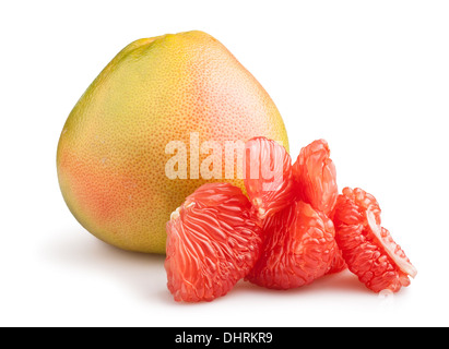 Pomelo coupé isolated on white Banque D'Images