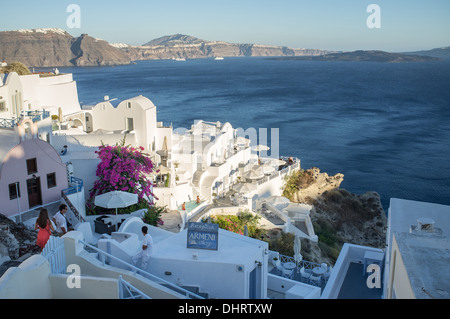 (Iv) au coucher du soleil de Santorin Banque D'Images
