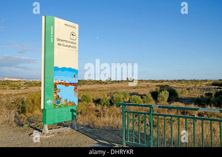 Inscrivez-vous pour l'entrée du Parc Naturel de Guadalhorce. L'Andalousie, Malaga, Espagne. Banque D'Images