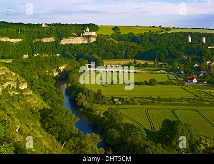 Château de Rudelsburg et Saaleck, Bad Kösen, Saxe-Anhalt, Allemagne Banque D'Images