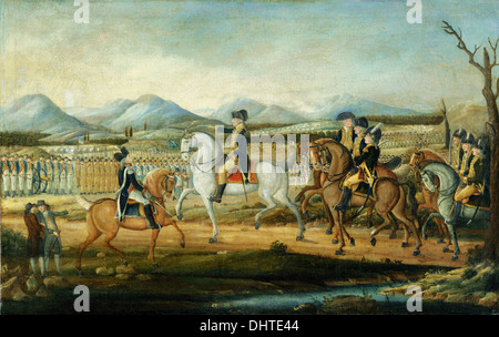 Washington l'examen de l'Armée de l'Ouest, au Fort Cumberland, Maryland - par Frederick Kemmelmeyer, 1795 Banque D'Images