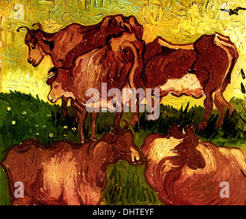 Les vaches - par Vincent van Gogh, 1890 Banque D'Images