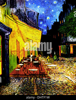 La terrasse de café sur la place du Forum, Arles, la nuit - par Vincent van Gogh, 1888 Banque D'Images