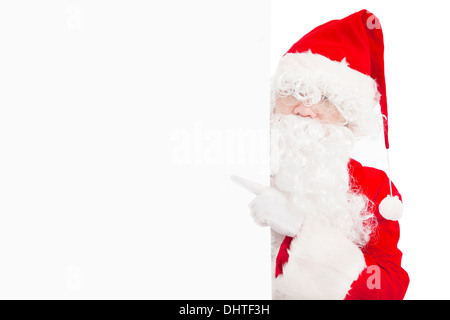 Happy Santa Claus pointant ouverture vierge Banque D'Images