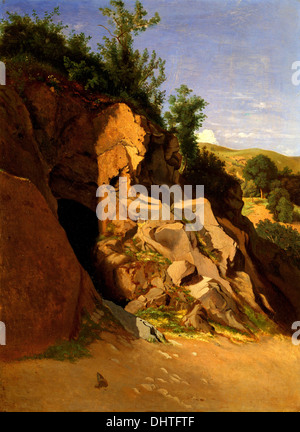 Paysage avec une cave - par Théodore Caruelle d'Aligny, 1800 Banque D'Images