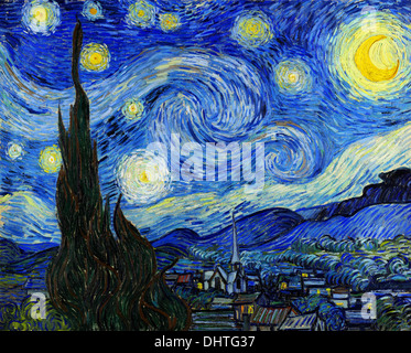 Nuit étoilée - par Vincent Van Gogh, 1889 Banque D'Images