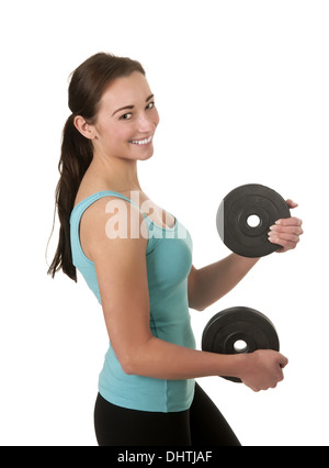 Woman with dumbbells Banque D'Images