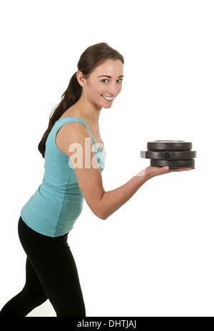 Woman with dumbbells Banque D'Images