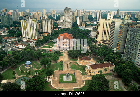 Avis de Belem et Teatro da Paz, Etat de Para, Amazonie, Brésil, Amérique du Sud Banque D'Images