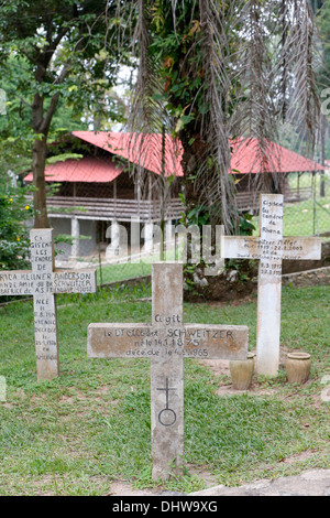 La tombe d'Albert Schweitzer. Lambaréné. Le Gabon. Banque D'Images