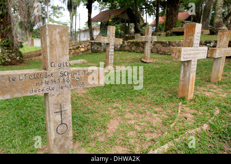 La tombe d'Albert Schweitzer. Lambaréné. Le Gabon. Banque D'Images