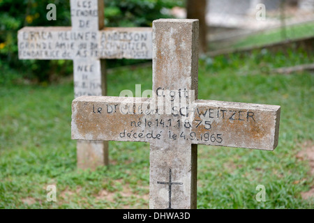 La tombe d'Albert Schweitzer. Lambaréné. Le Gabon. Banque D'Images