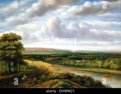 Un vaste paysage boisé - par Philips Koninck, années 1670, Banque D'Images