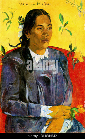 Femme avec une fleur - par Paul Gauguin, 1891 Banque D'Images