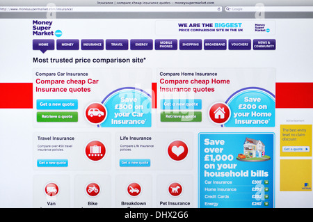 MoneySuperMarket site sur écran d'ordinateur Banque D'Images