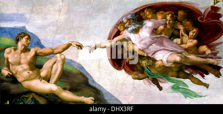 Création d'Adam - Michel Ange, 1510 Banque D'Images