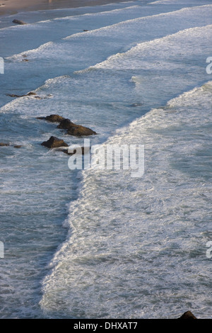 Les livres de surf la plage Crescent, le long de la côte de l'Oregon, vues du parc d'état d'Ecola, Oregon. Banque D'Images