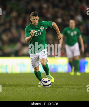 Dublin, Irlande. 15 nov., 2013. Wes Hoolahan de l'Irlande en action pendant le match amical entre le dispositif de République d'Irlande et la Lettonie de l'Aviva Stadium. Credit : Action Plus Sport/Alamy Live News Banque D'Images