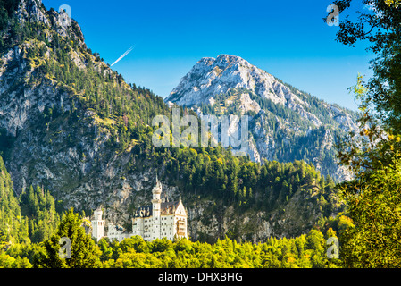 Le château de Neuschwanstein, dans les Alpes bavaroises de l'Allemagne. Banque D'Images