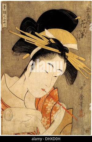 "Hanamurasaki du Tamaya," à partir de la série de sept Komachi le plaisir quarts - par Kitagawa Utamaro, 1790 Banque D'Images