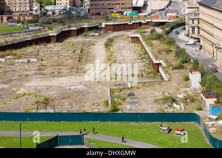 Site du projet de Westfield Shopping Mall, Bradford, West Yorkshire. Le site a été effacé par la fin de 2006. Banque D'Images