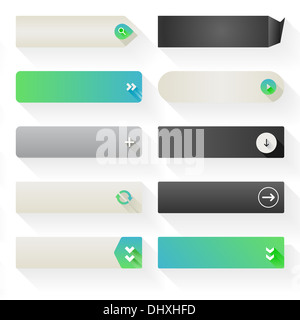 10 appels à l'action des boutons, avec différents modèles et formes. Effectuées à l'aide de nuanciers. Banque D'Images