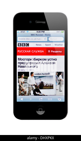 Montrant l'écran de l'iPhone site Web BBC news russe Banque D'Images