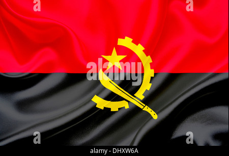 Drapeau de l'Angola dans le vent Banque D'Images