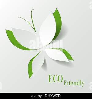 Eco concept - papillon vert couper les feuilles de papier - abstract background Banque D'Images