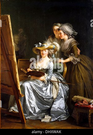 Autoportrait avec deux élèves, Mademoiselle Marie Gabrielle Capet et Mademoiselle Carreaux de Rose, par Adélaïde Labille-Guiard Banque D'Images