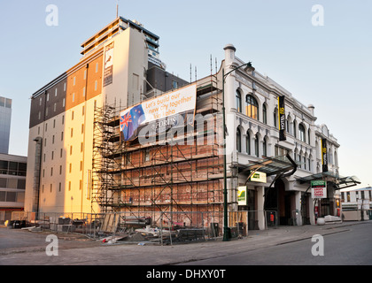 La construction en cours de restauration en 2013, à la suite des tremblements de terre, Christchurch, Nouvelle-Zélande Banque D'Images