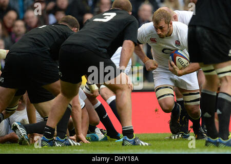 London, UK. 16 Nov, 2013. Chris Robshaw l'Angleterre, s'exécute avec la balle pendant la QBE International rugby union match entre l'Angleterre et la Nouvelle-Zélande a joué dans Twckenham Stadium, le 16 novembre 2013 à Twickenham, en Angleterre. Credit : Mitchell Gunn/ESPA/Alamy Live News Banque D'Images