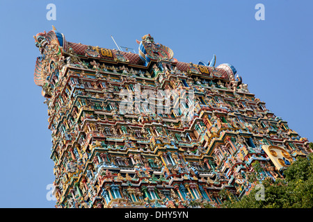 Meenakshi Amman Temple (17e siècle), Madurai, Tamil Nadu, Inde Banque D'Images