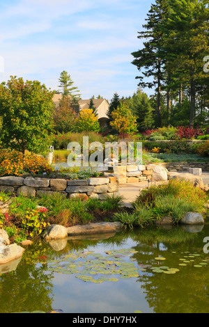 Jardin des Cinq Sens, jardins botaniques de la côte du Maine, à Boothbay, Maine, États-Unis Banque D'Images