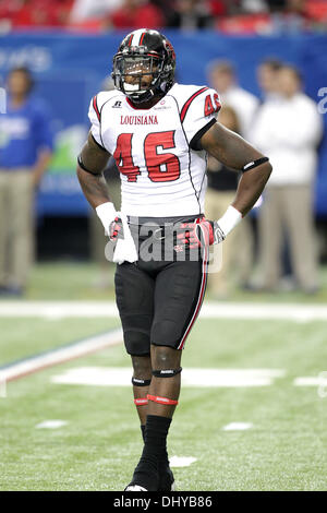 Atlanta, Georgia, USA. 16 Nov, 2013. 16 novembre 2013 : l'Louisiana-Lafayette Ragin' Cadiens (7-2) s'est rendu à la Georgia Dome d'Atlanta, GA de prendre sur l'État de Géorgie Panthers (0-9) dans un match de conférence de ceinture du soleil. RB Louisiana-Lafayette Alonzo Harris (46). Louisiana-Lafayette a gagné le match 35-21. Credit : csm/Alamy Live News Banque D'Images