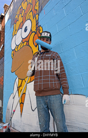 Portrait d'un artiste de graffiti à 5 Pointz à Long Island City, Queens, New York Banque D'Images