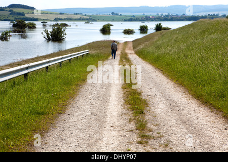 Bassin de rétention des crues inondées de la rivière Leine, Einbeck Salzderhelden, Basse-Saxe, Allemagne, Europe, Banque D'Images