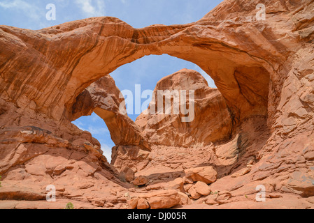 Arc double, Windows Section, Arches National Park, Utah, USA Banque D'Images