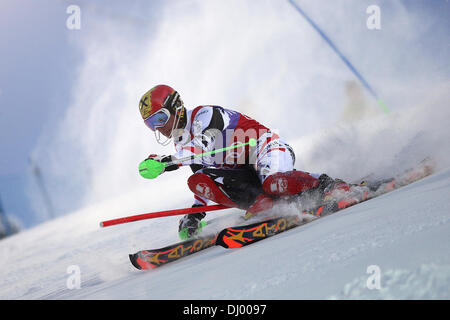 Levi, Finlande. 17 novembre, 2013. Marcel Hirscher de l'Autriche au cours de l'AUDI Coupe du Monde FIS de ski alpin slalom course le 17 novembre, 2013 à Levi en Finlande. Credit : Yoshio Takusagawa/ESPA/Alamy Live News Banque D'Images