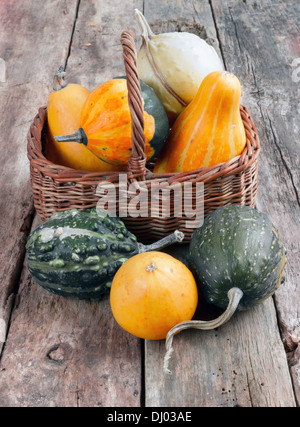 Pumpkins sur une table en bois , backrounds Banque D'Images