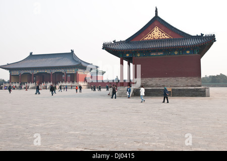 Annexe Ouest Hall et porte de salle de prière pour les bonnes récoltes dans le Temple du Paradis taoïste, Dongcheng District Beijing, Chine Banque D'Images