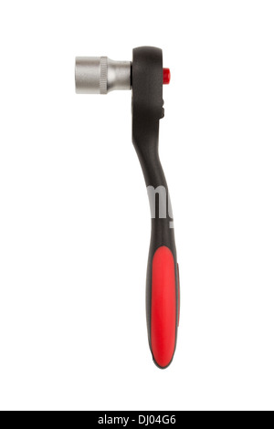 Clé dynamométrique réglable en angle et prise pour atteindre maladroitement placé les écrous et boulons, isolated on white Banque D'Images