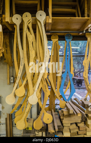 Les modèles en bois dans la région de Sam Maloof's shop de la célèbre artiste/menuisier Sam Maloof. Banque D'Images